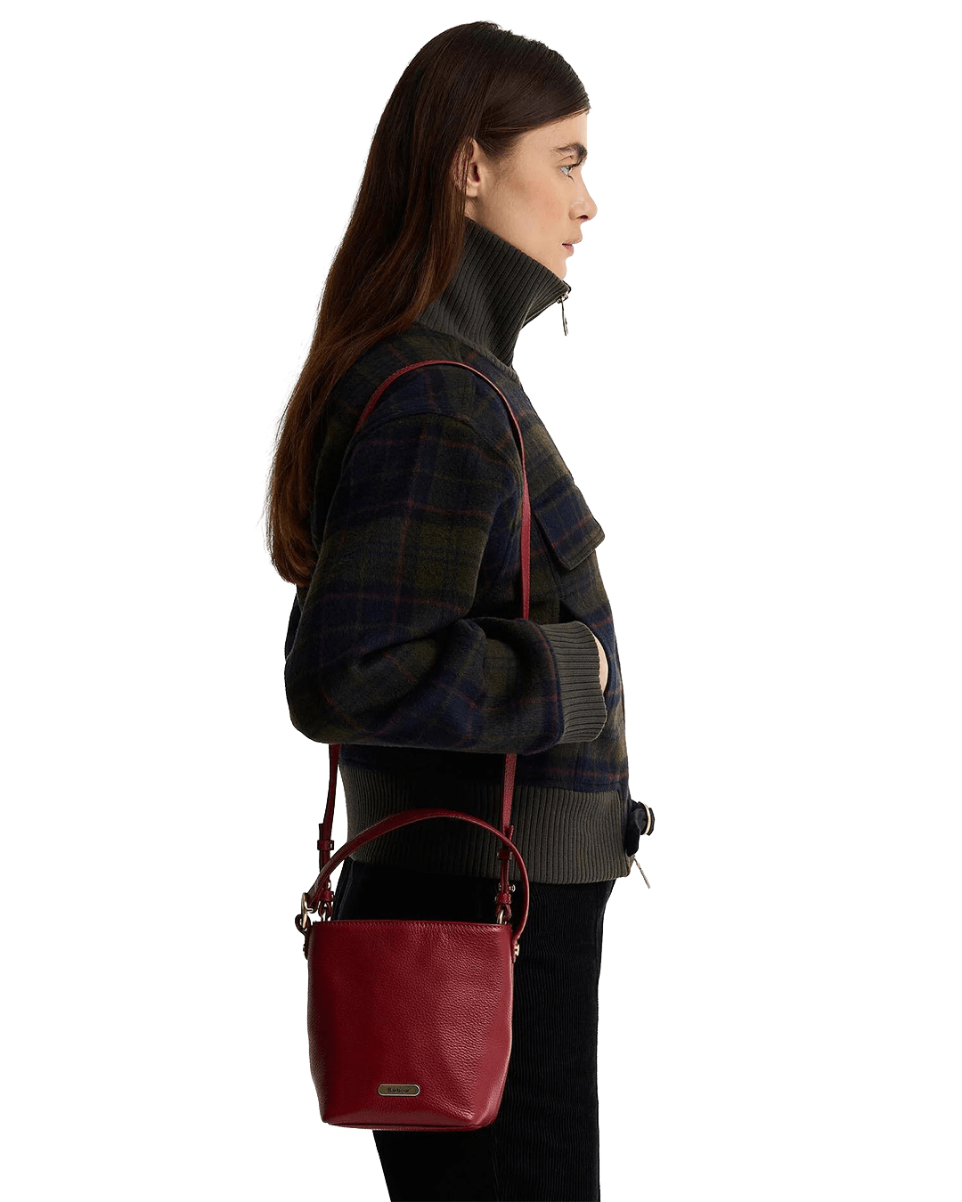 Barbour Bags ONE Barbour Red Barbour Cedar Mini Leather Bucket Bag Re91 Red