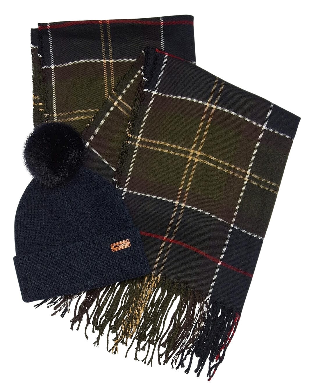 Barbour Beanies ONE Barbour Dover Black Beanie And Scarf Gift Set