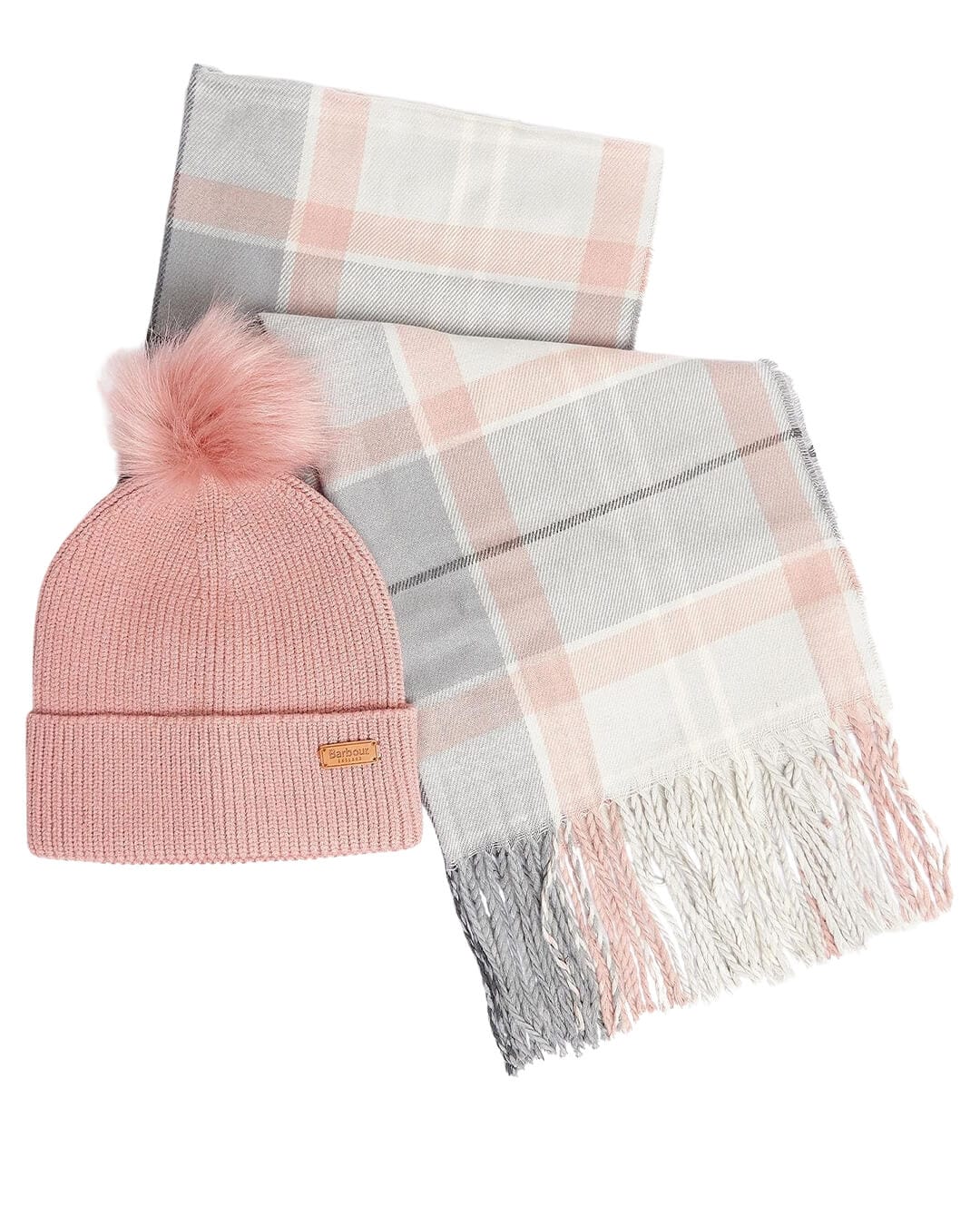 Barbour Beanies ONE Barbour Dover Pink Beanie And Scarf Gift Set