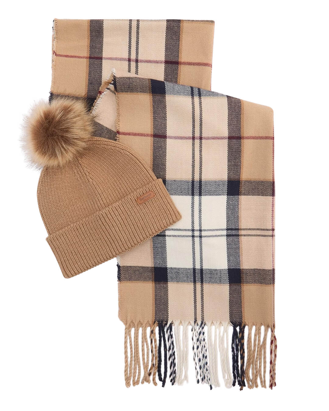 Barbour Gift Boxes ONE Barbour DOVER BEANIE & HAILES SCARF BE31 HESSIAN TARTAN