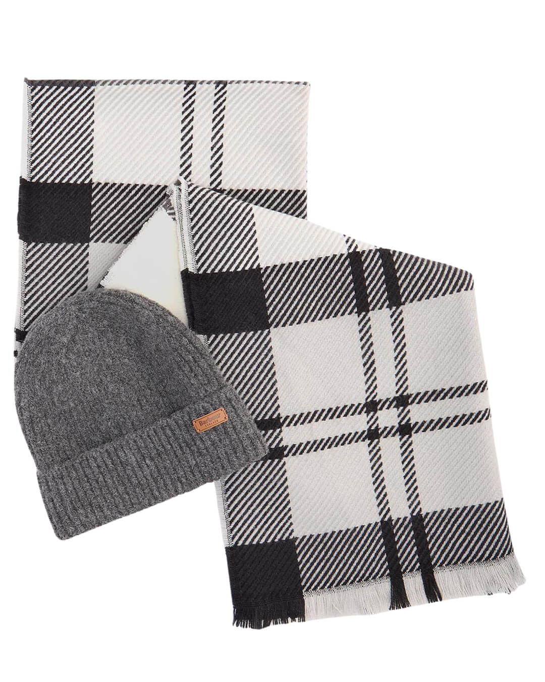 Barbour Gift Boxes ONE Barbour PENDLE BEANIE&BLAIR SCARF SET GY31 MONOCHROME