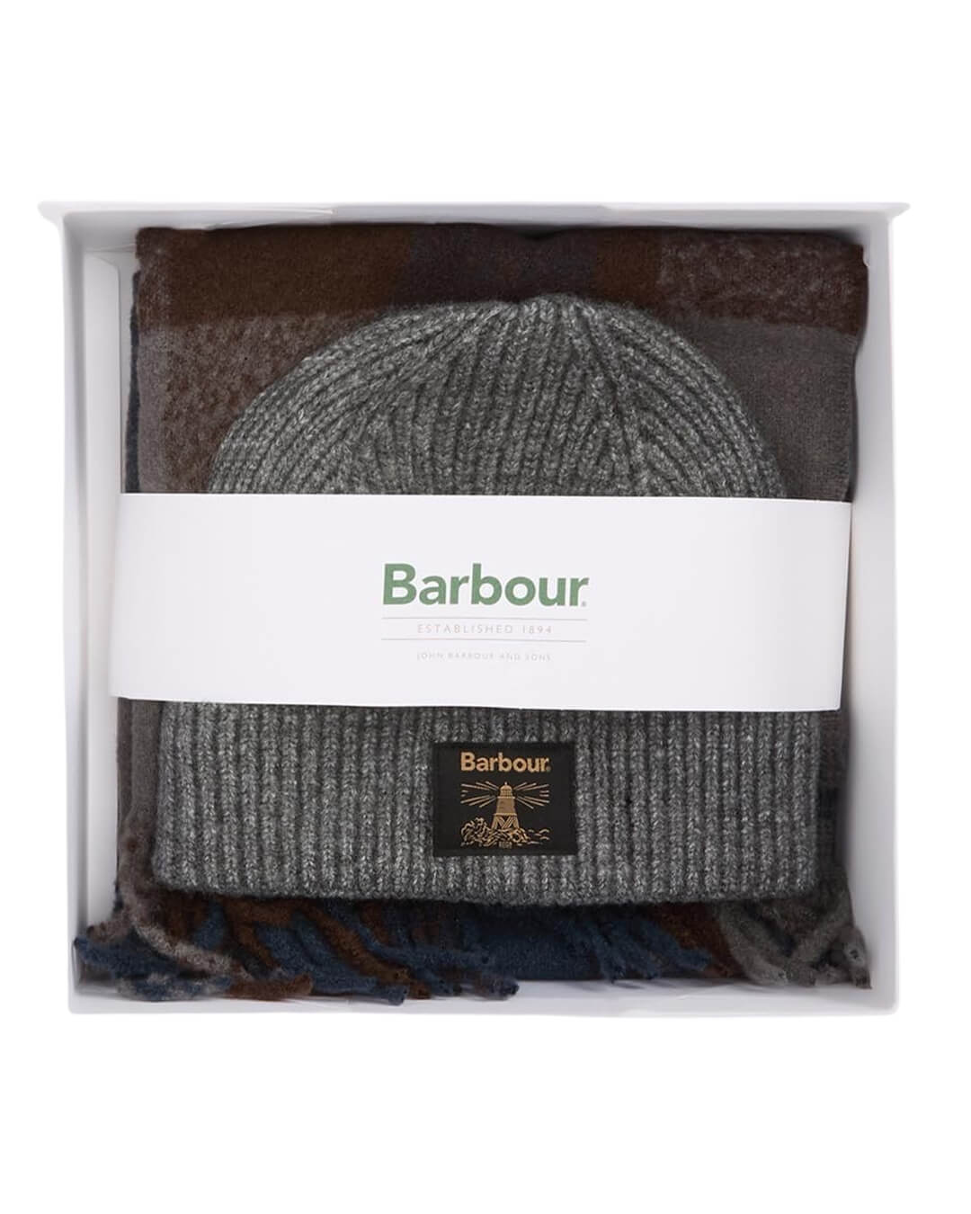 Barbour Gift Boxes ONE Barbour WESTERDALE BEANIE & SCARF SET TN38 MIDNIGHT OAK