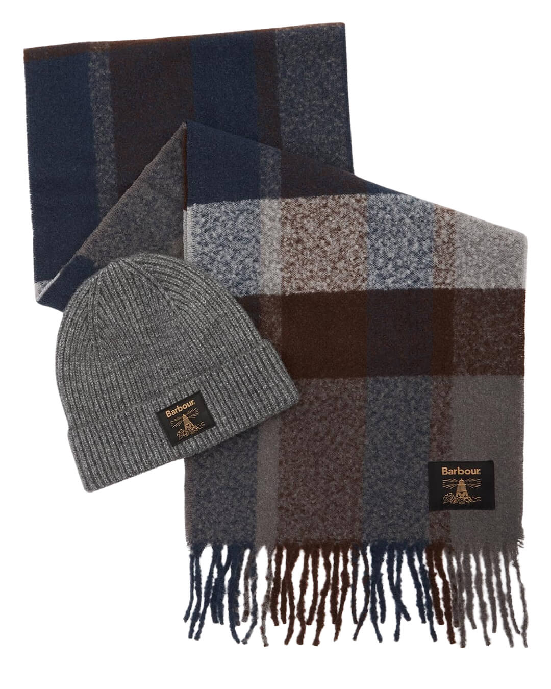 Barbour Gift Boxes ONE Barbour WESTERDALE BEANIE & SCARF SET TN38 MIDNIGHT OAK