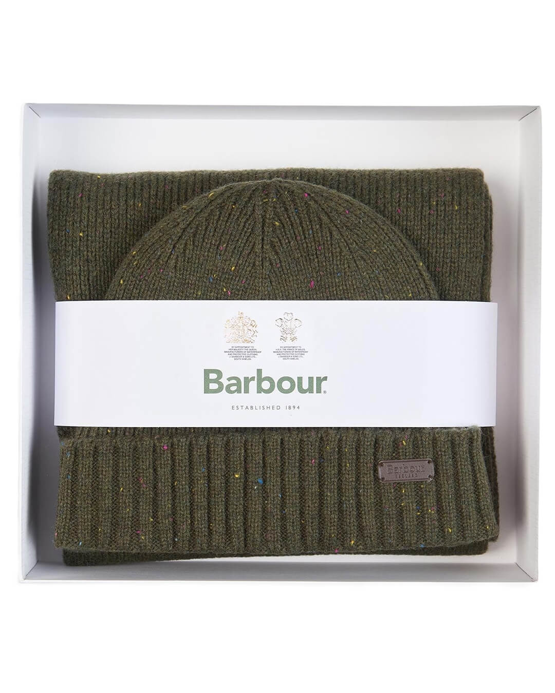 Barbour Gloves ONE Barbour Carlton Green Beanie Scarf Gift Set