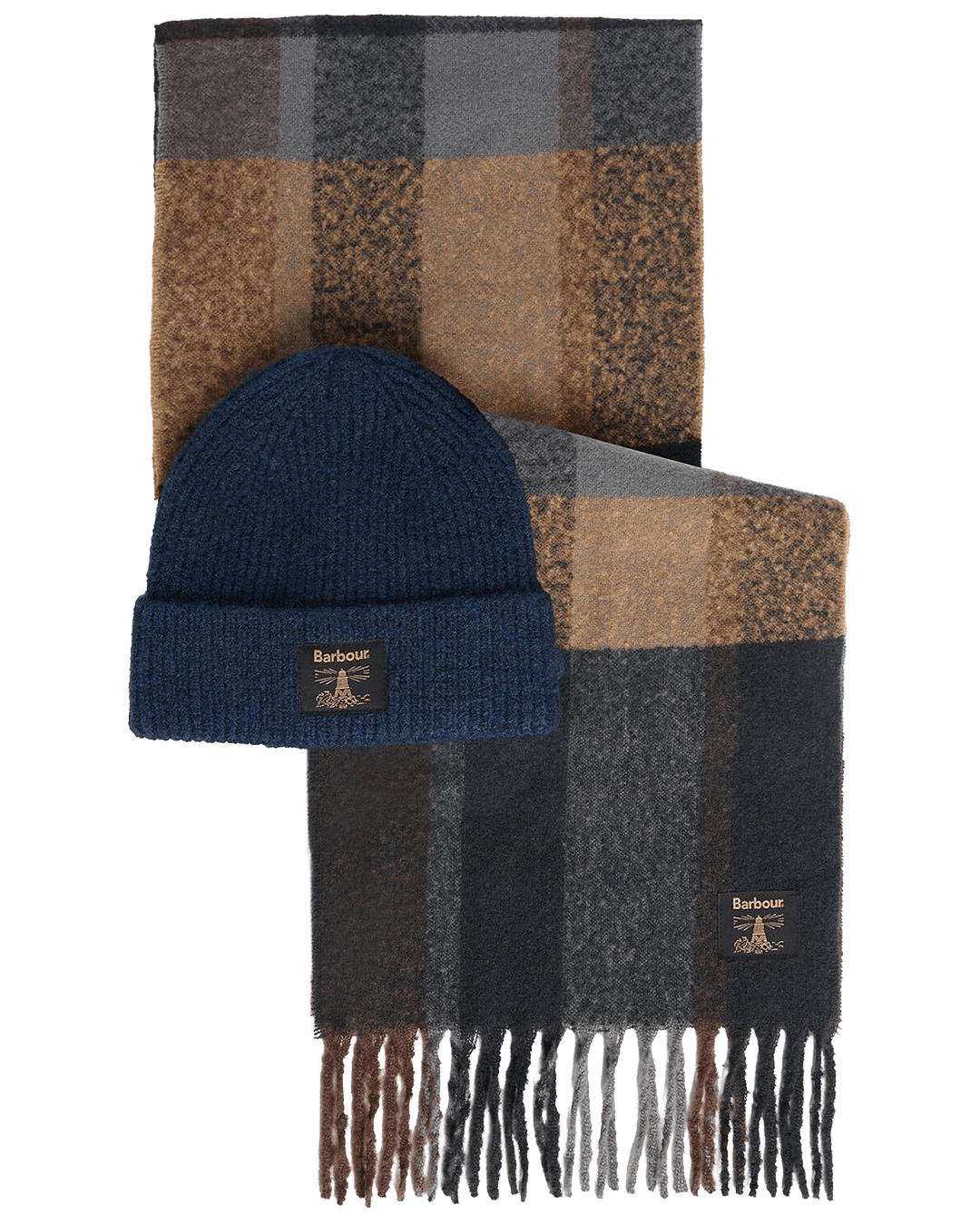 Barbour Hats ONE Barbour Navy & Grey Westerdale Beanie & Scarf Set