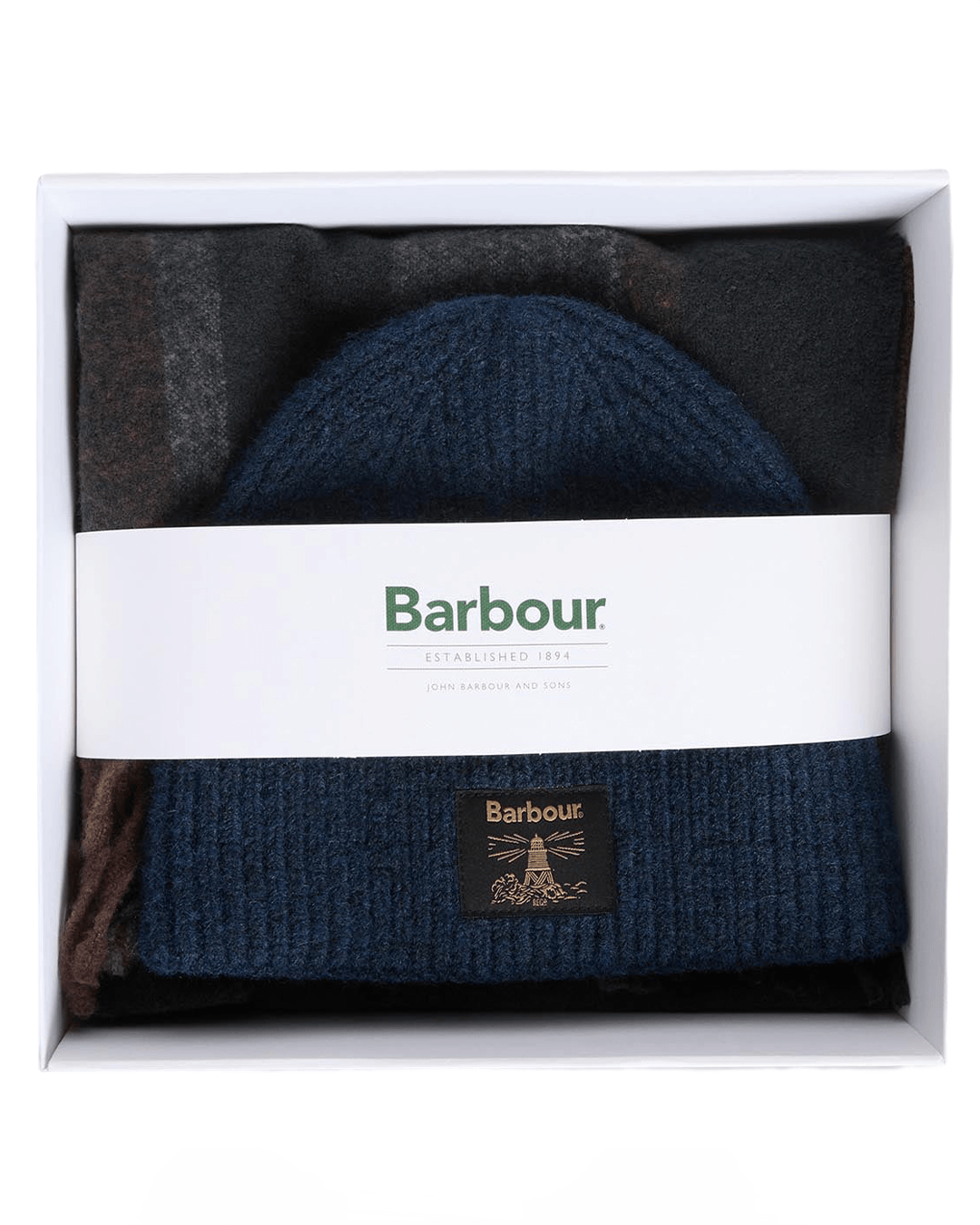 Barbour Hats ONE Barbour Navy & Grey Westerdale Beanie & Scarf Set
