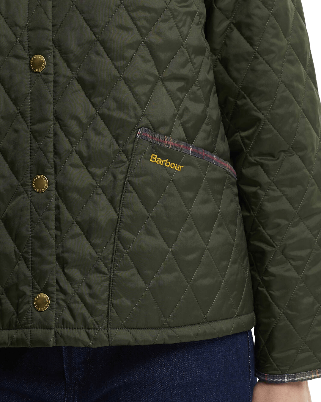 Barbour Jackets Barbour Olive Tartan Cropped Liddesdale Quilted Jacket
