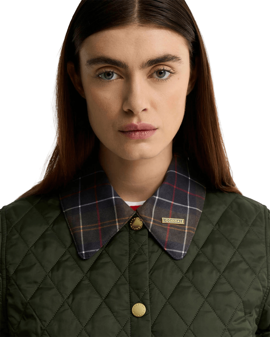 Barbour Jackets Barbour Olive Tartan Cropped Liddesdale Quilted Jacket