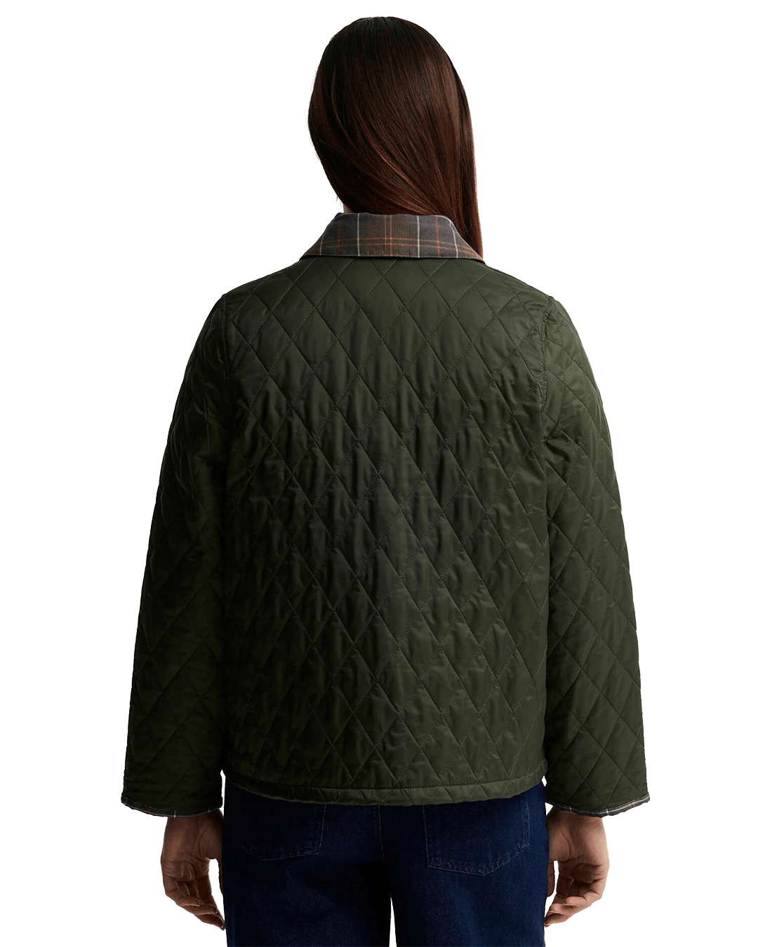 Barbour Jackets Barbour Olive Tartan Cropped Liddesdale Quilted Jacket