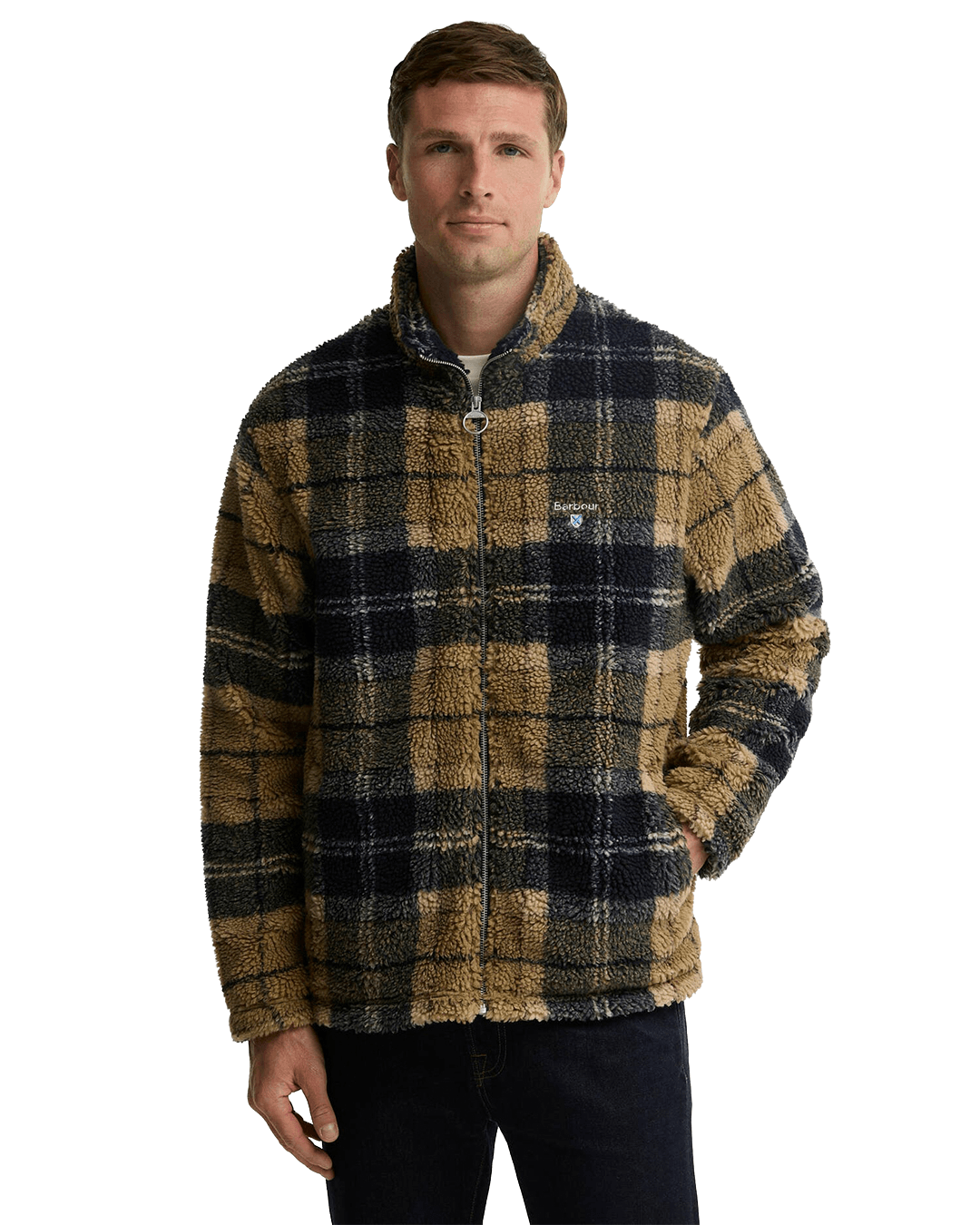 Barbour Jumpers Barbour Brown Dress Tartan Zip-Through Fleece