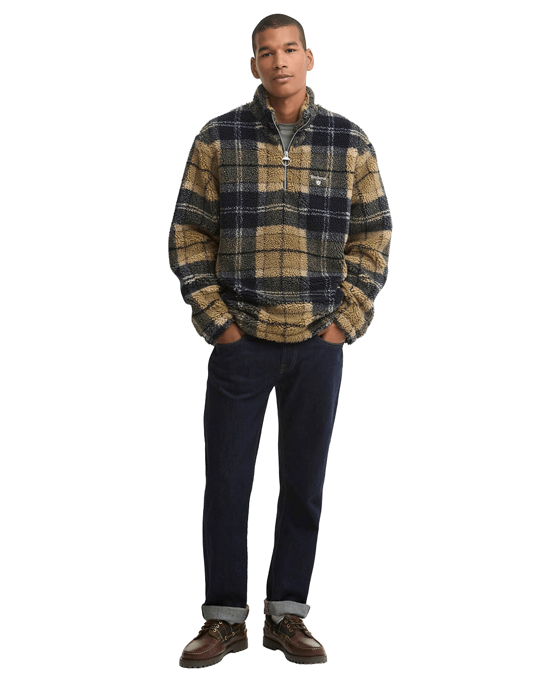 Barbour Jumpers Barbour Brown Tartan Half-Zip Fleece