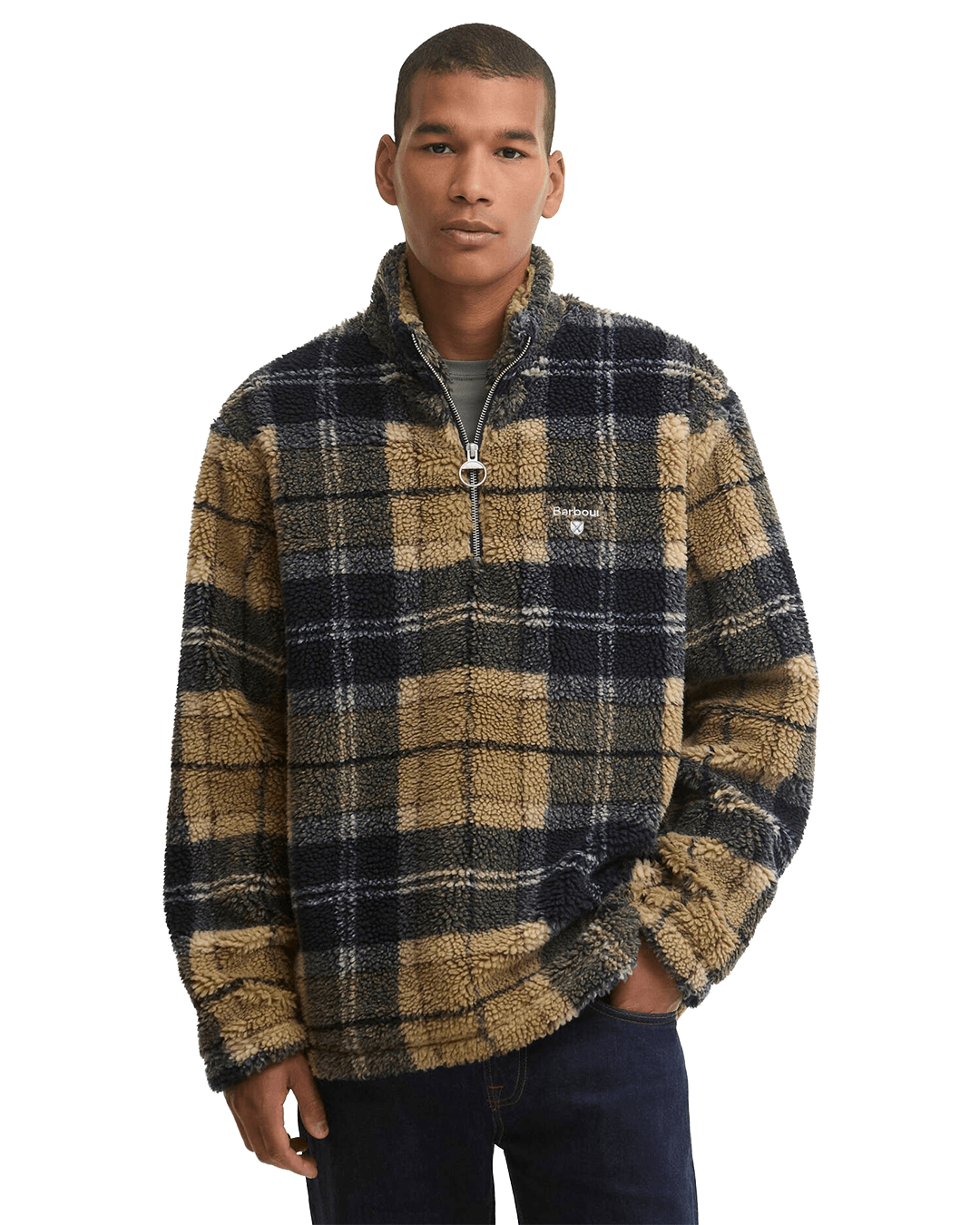 Barbour Jumpers Barbour Brown Tartan Half-Zip Fleece