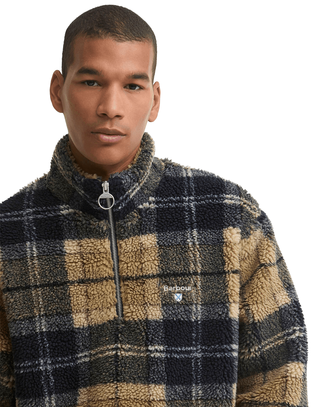 Barbour Jumpers Barbour Brown Tartan Half-Zip Fleece