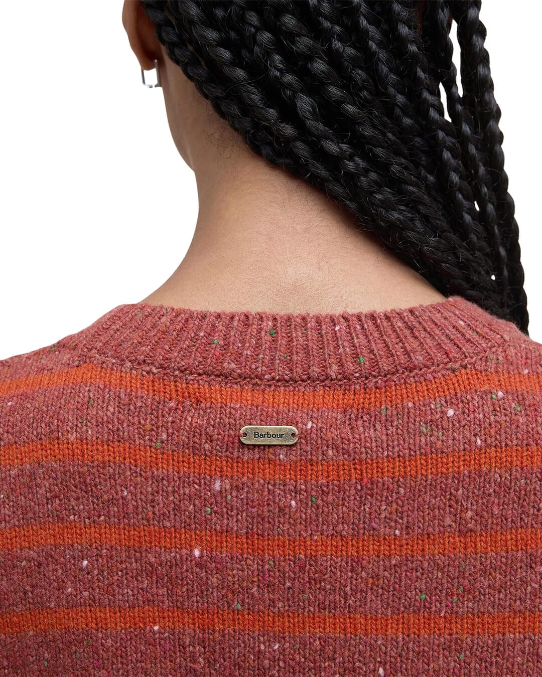 Barbour Jumpers Barbour CLAYDON KNITTED JUMPER OR74 BURNT ORANGE STRIPE