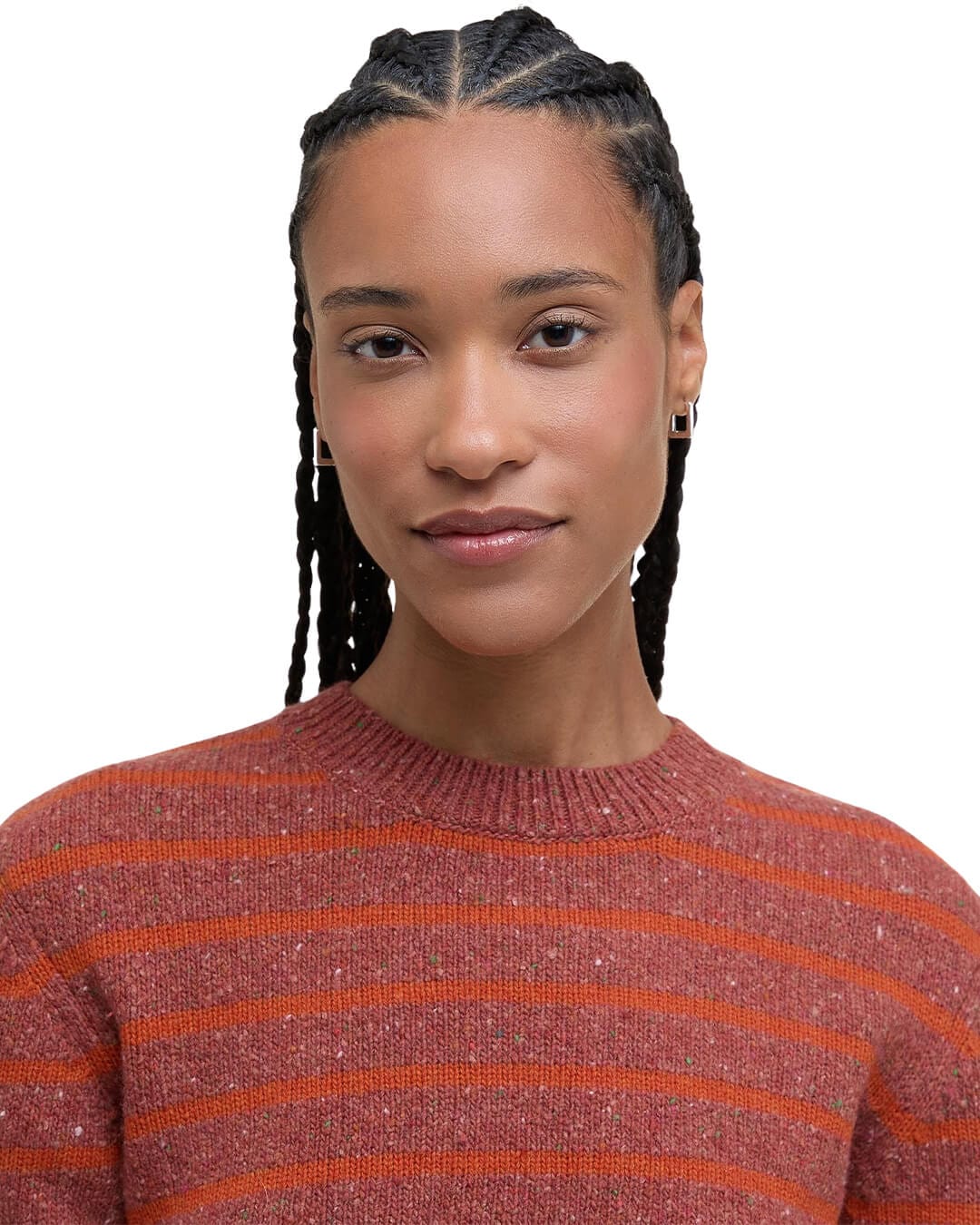 Barbour Jumpers Barbour CLAYDON KNITTED JUMPER OR74 BURNT ORANGE STRIPE