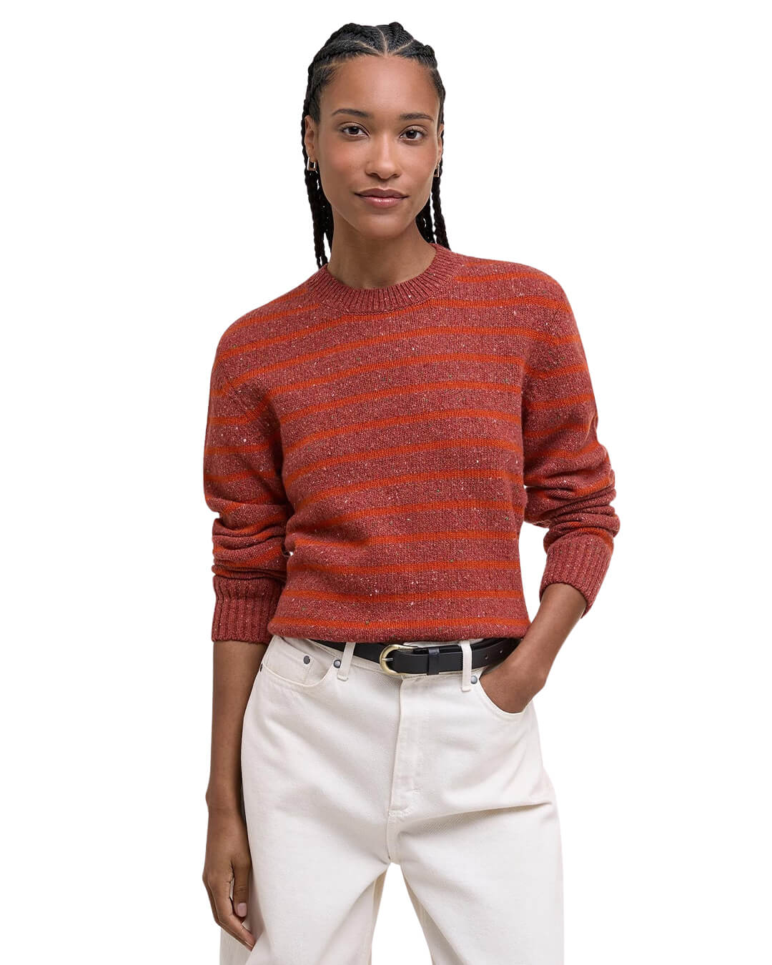 Barbour Jumpers Barbour CLAYDON KNITTED JUMPER OR74 BURNT ORANGE STRIPE