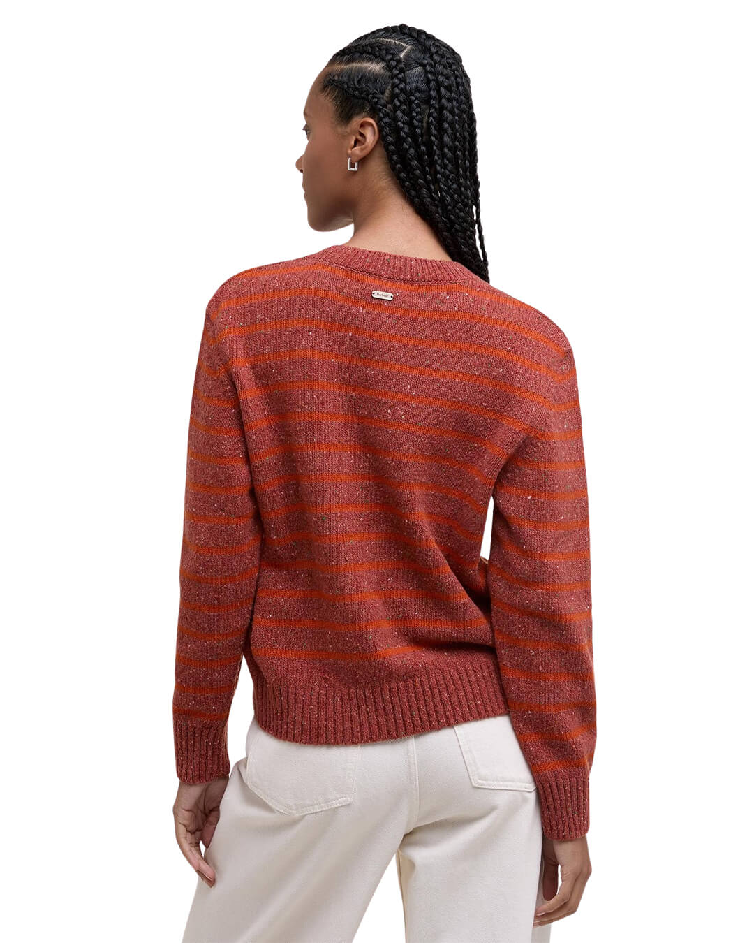 Barbour Jumpers Barbour CLAYDON KNITTED JUMPER OR74 BURNT ORANGE STRIPE