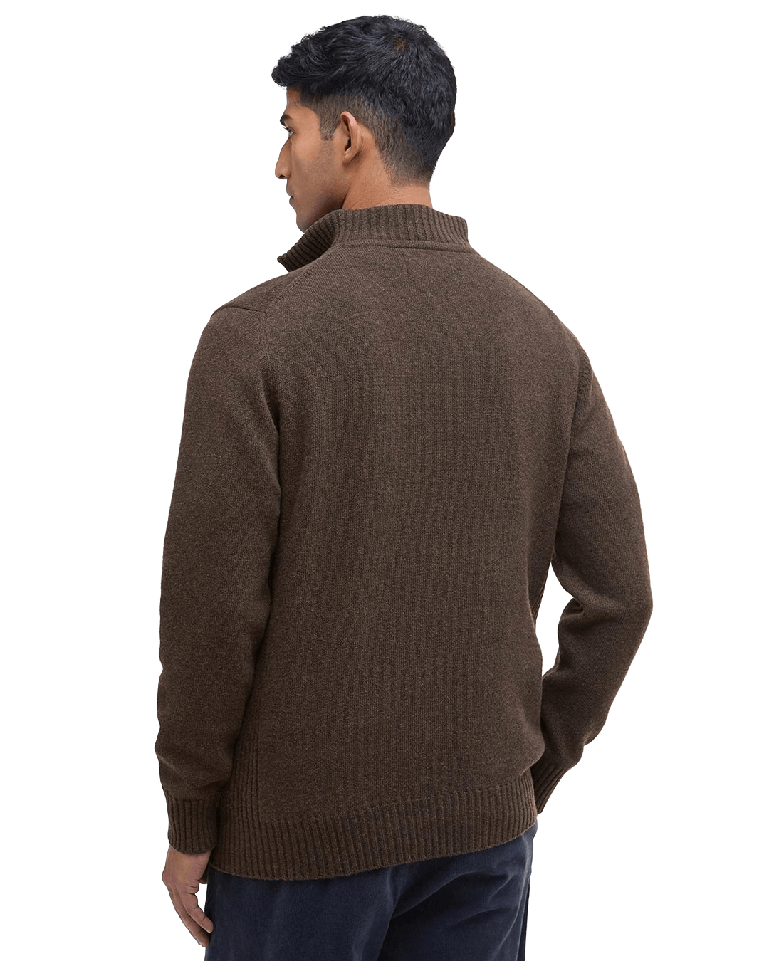 Barbour Jumpers Barbour Dark Brown Essential Lambswool Half-Zip Jumper