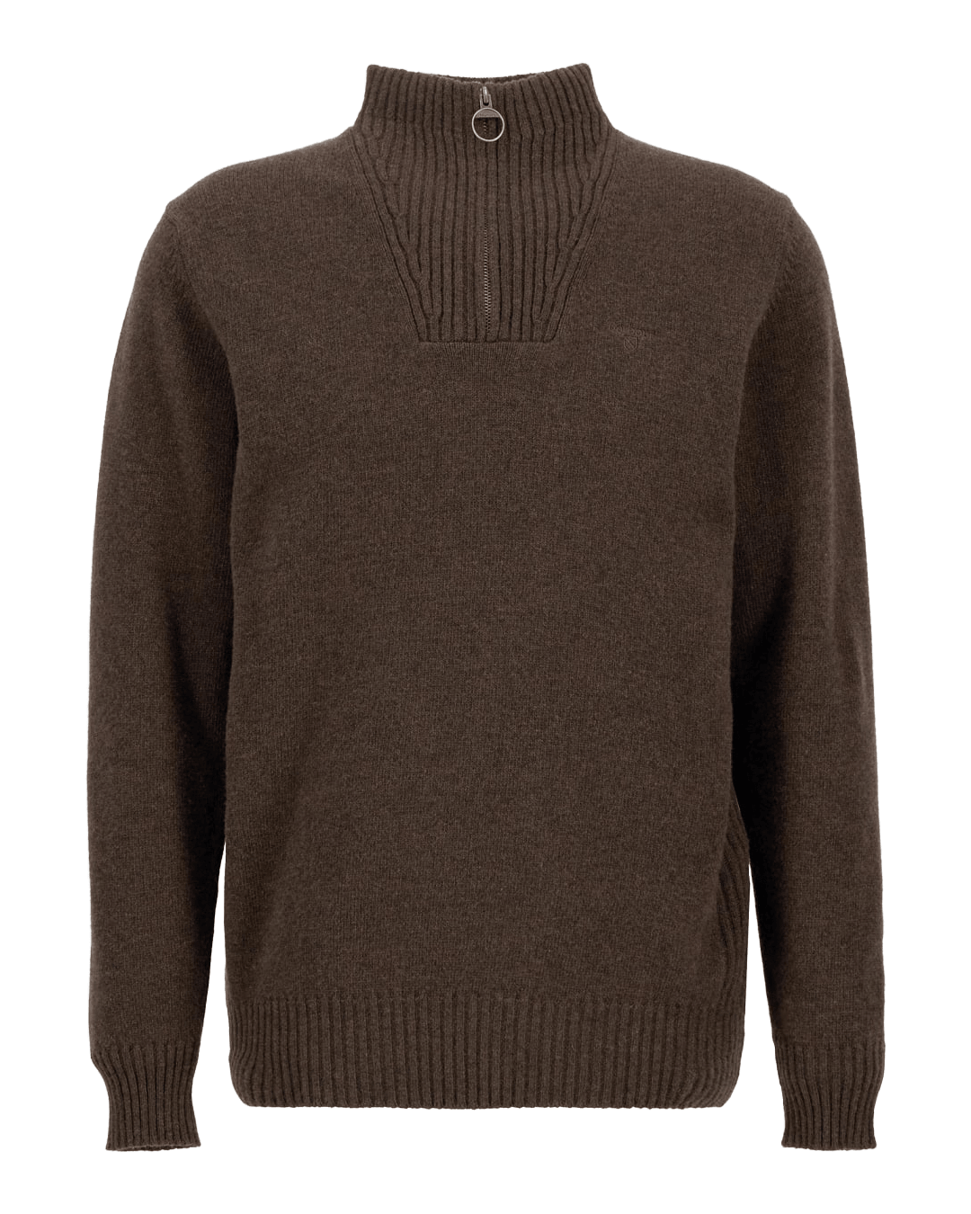 Barbour Jumpers Barbour Dark Brown Essential Lambswool Half-Zip Jumper