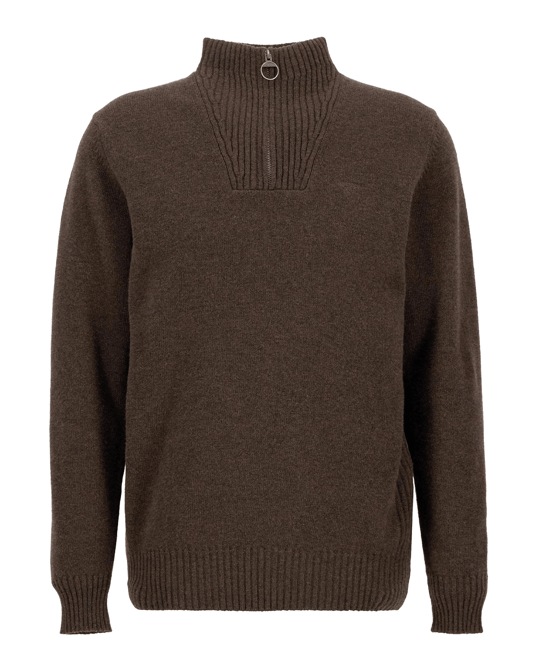 Barbour Jumpers Barbour Dark Brown Essential Lambswool Half-Zip Jumper