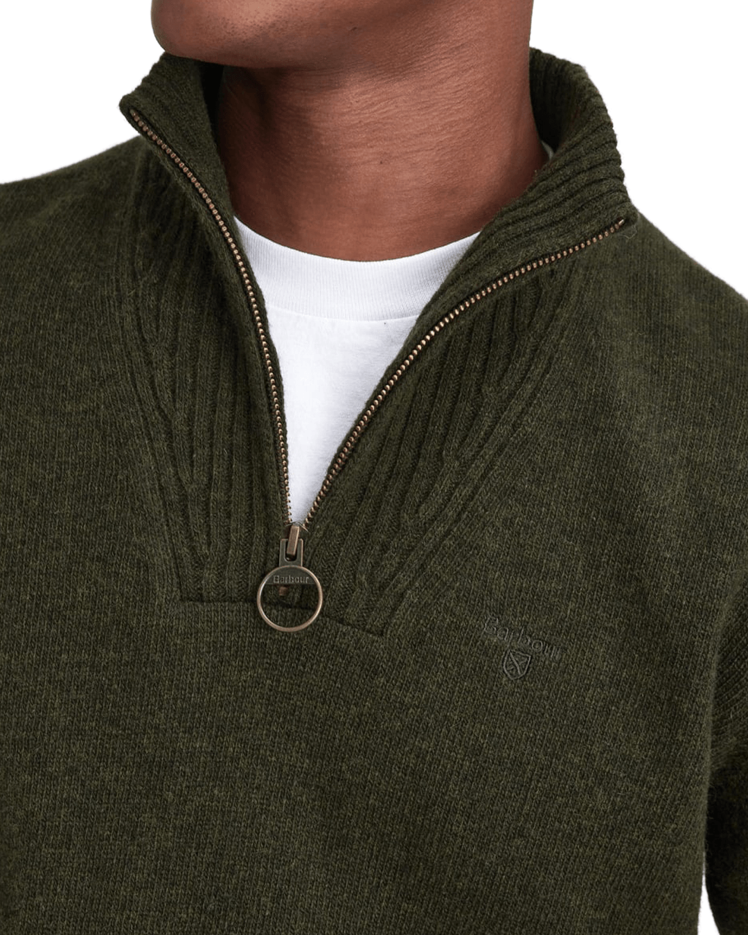 Barbour Jumpers Barbour Dark Green Essential Lambswool Half-Zip Jumper