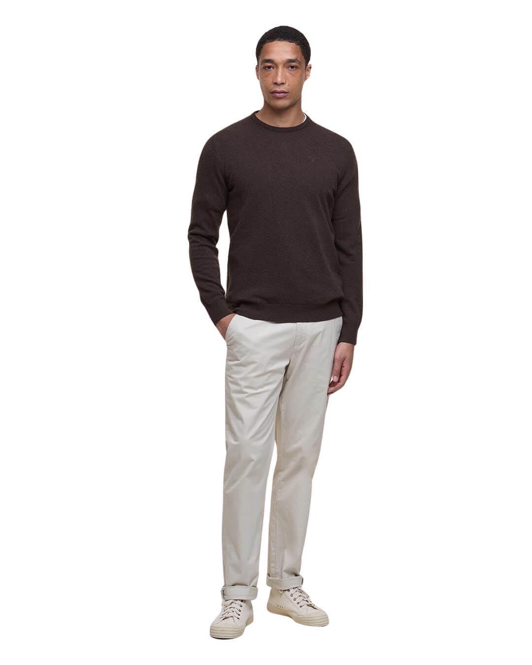 Barbour Jumpers Barbour ESSENTIAL LAMBSWOOL CREW NECK BR17 DARK OAK