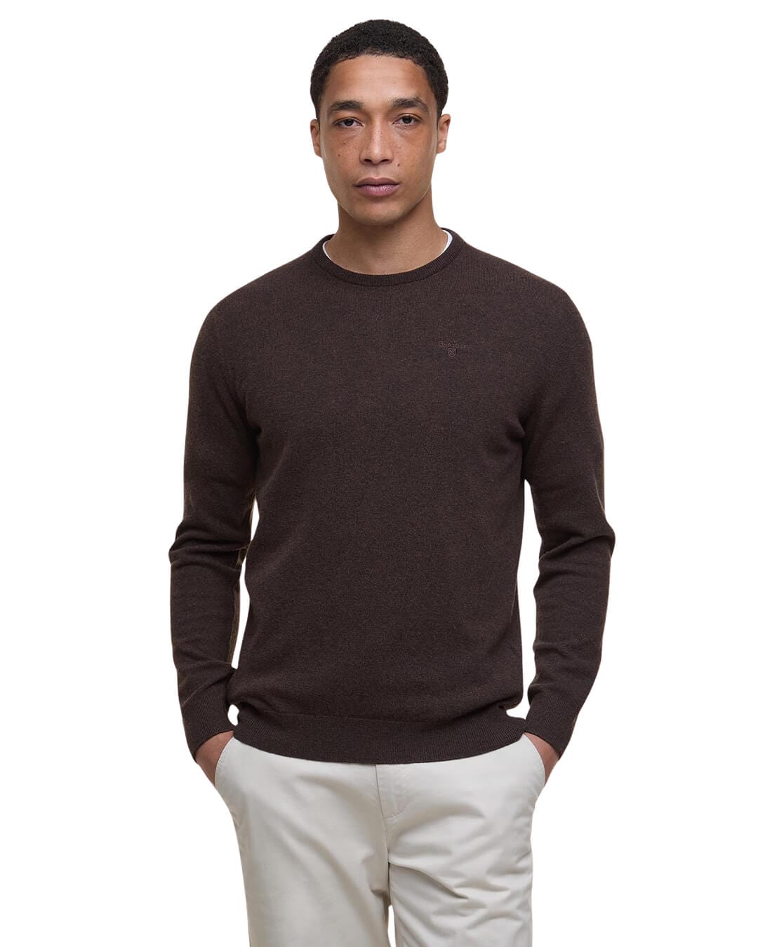 Barbour Jumpers Barbour ESSENTIAL LAMBSWOOL CREW NECK BR17 DARK OAK