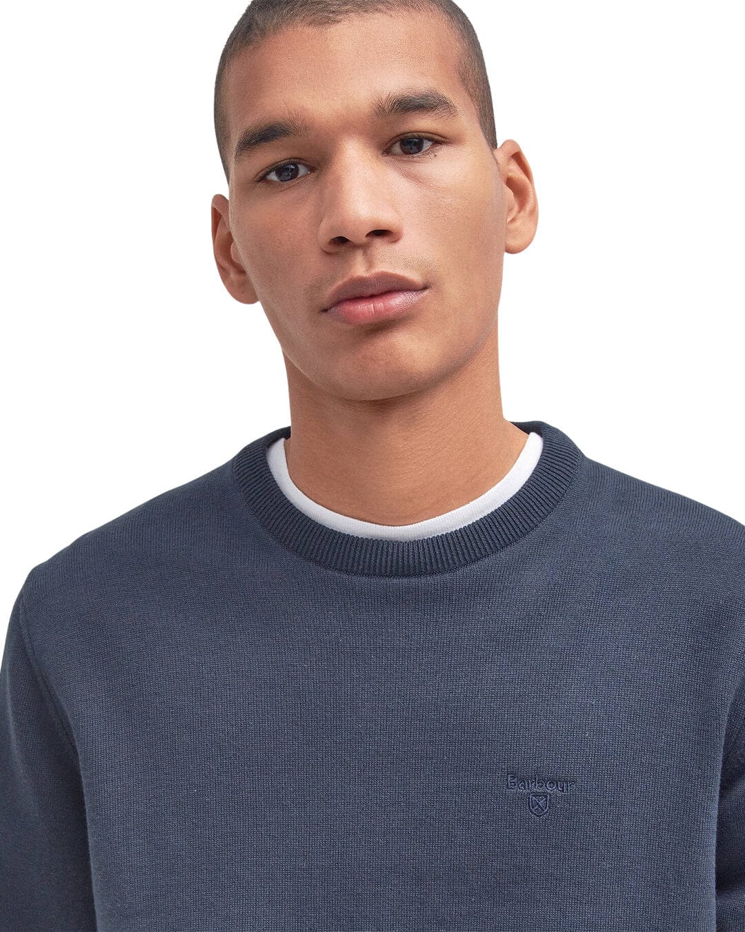 Barbour Jumpers Barbour Navy Pima Cotton Crew