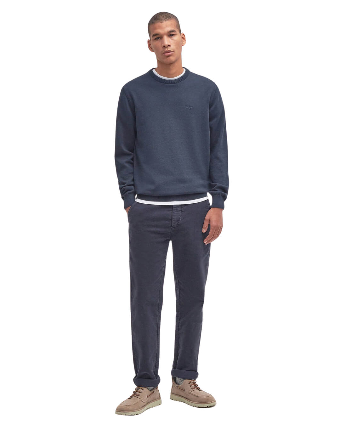 Barbour Jumpers Barbour Navy Pima Cotton Crew