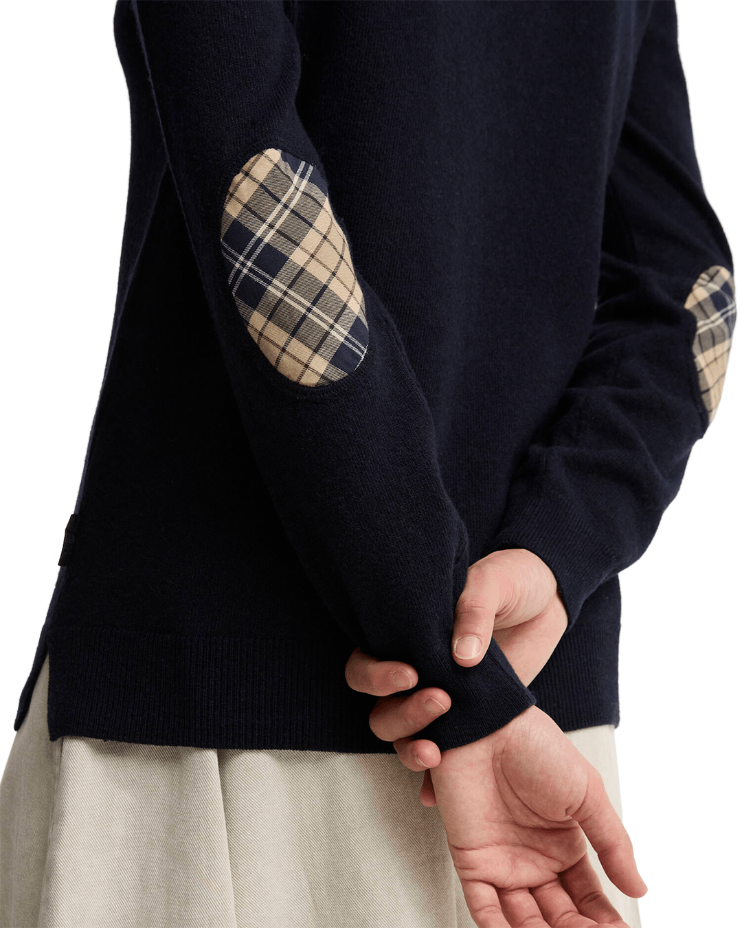 Barbour Jumpers Barbour Navy Tartan Pendle Crew Knit Jumper