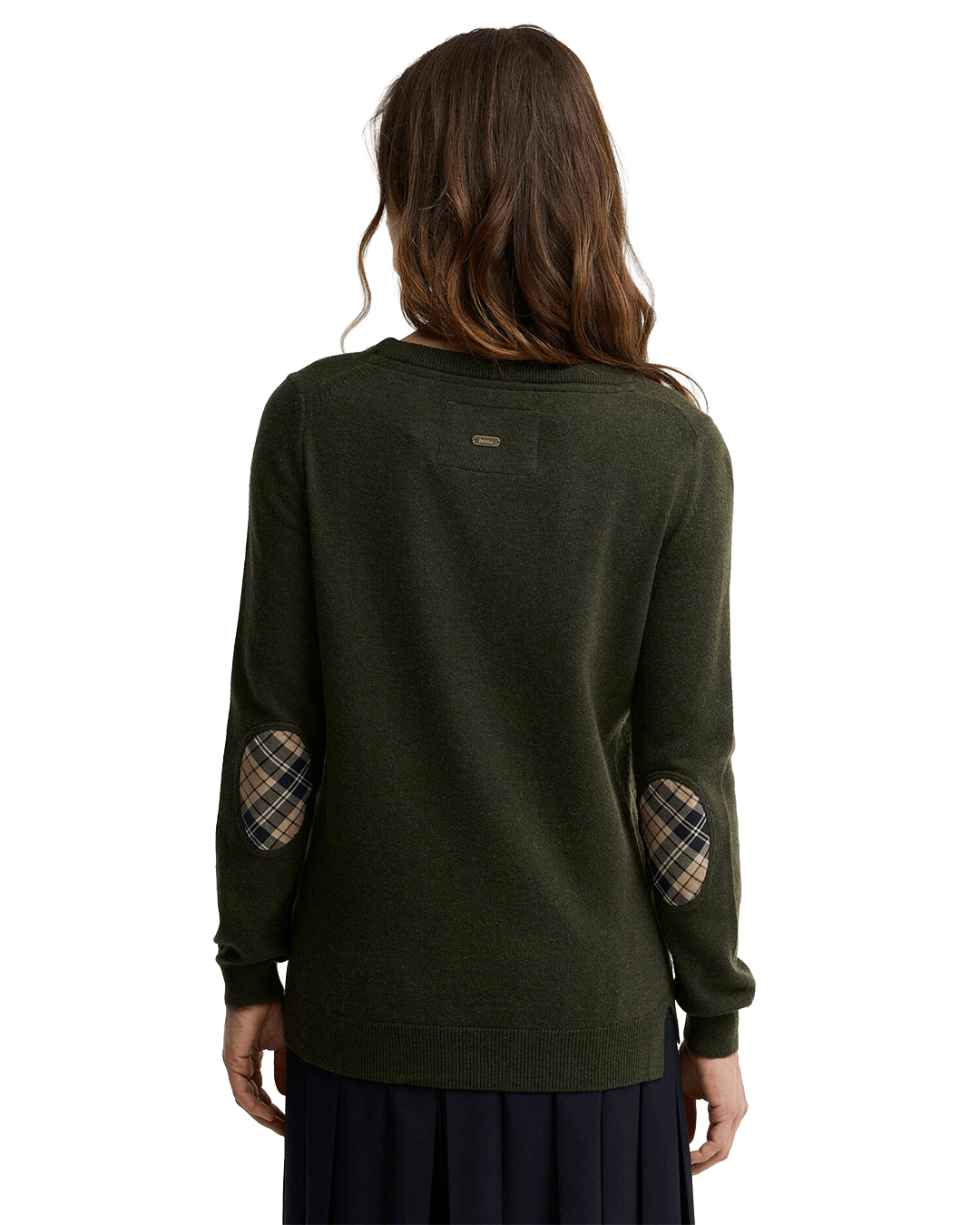 Barbour Jumpers Barbour Olive Tartan Pendle Crew Knit Jumper