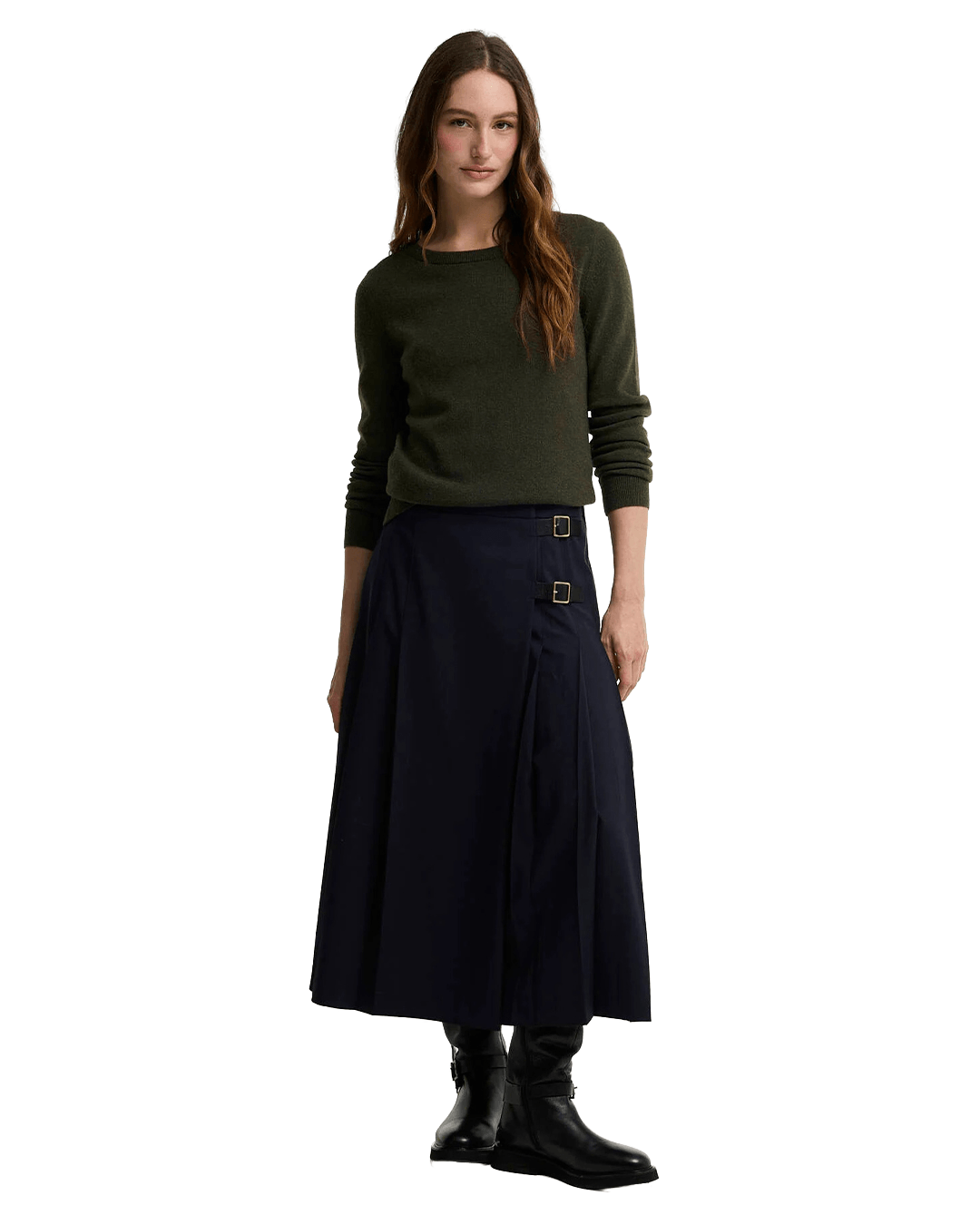 Barbour Jumpers Barbour Olive Tartan Pendle Crew Knit Jumper