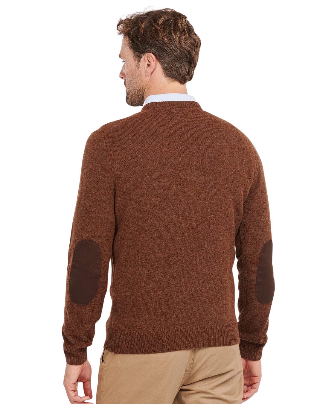 Barbour Jumpers Barbour Patch Brown Crew Neck Jumper