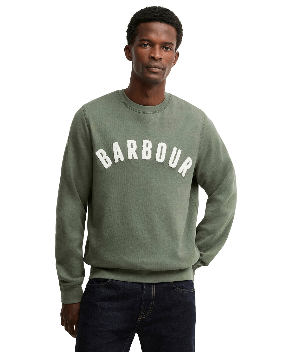 Barbour Jumpers Barbour Sage Essential Prep Logo Crew Neck Jumper
