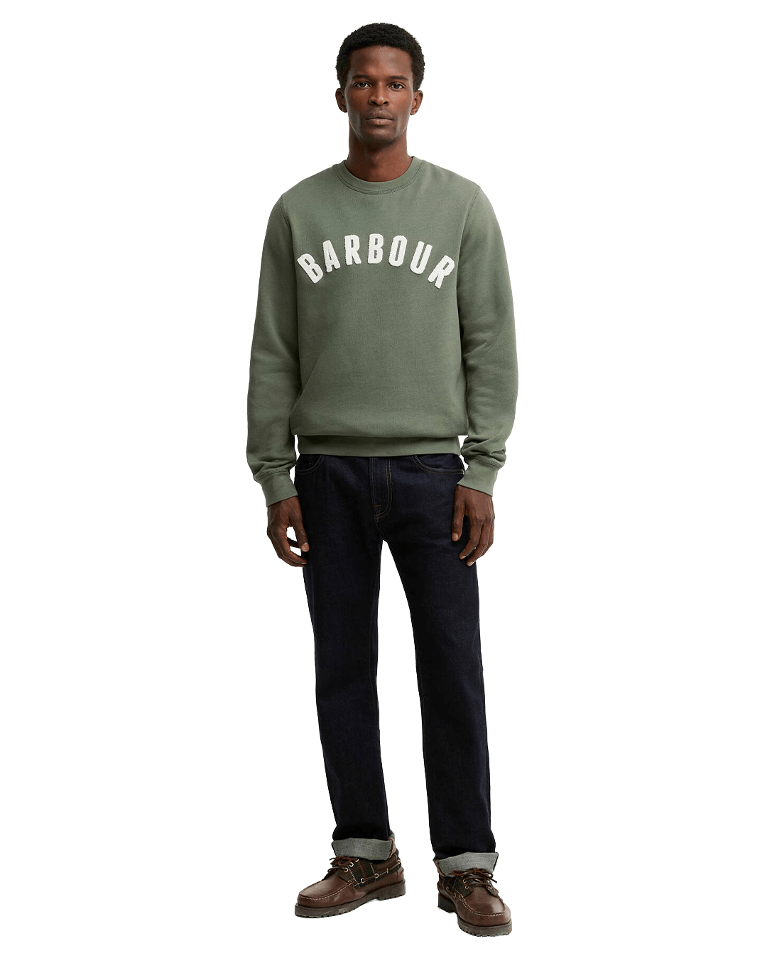 Barbour Jumpers Barbour Sage Essential Prep Logo Crew Neck Jumper