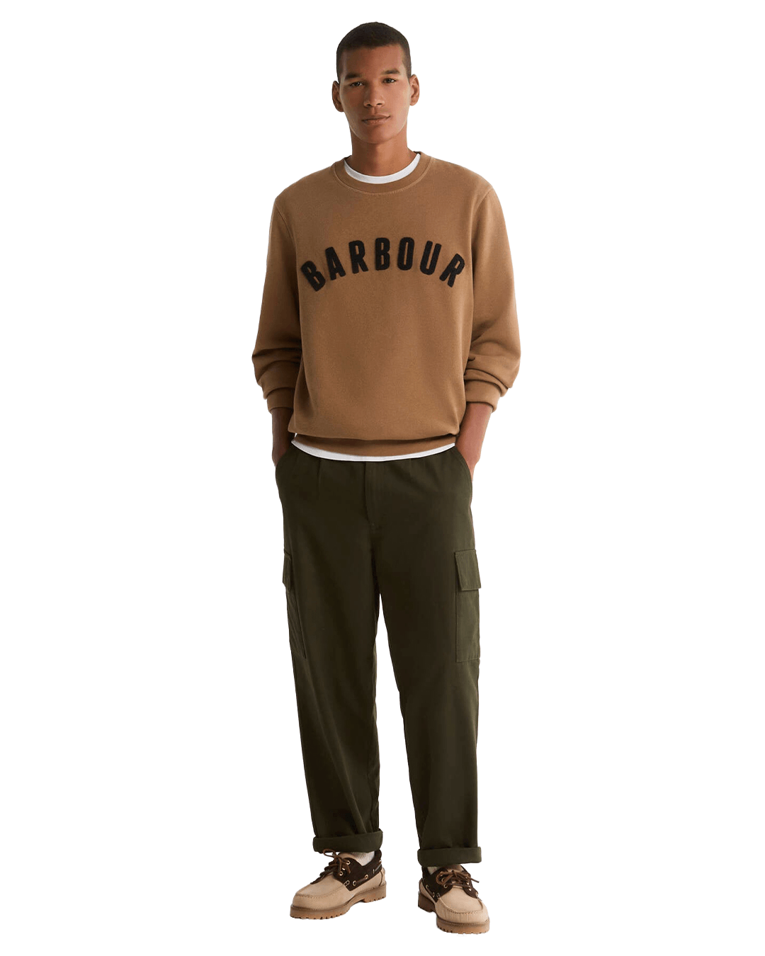 Barbour Jumpers Barbour Stone Essential Prep Logo Crew Neck Jumper
