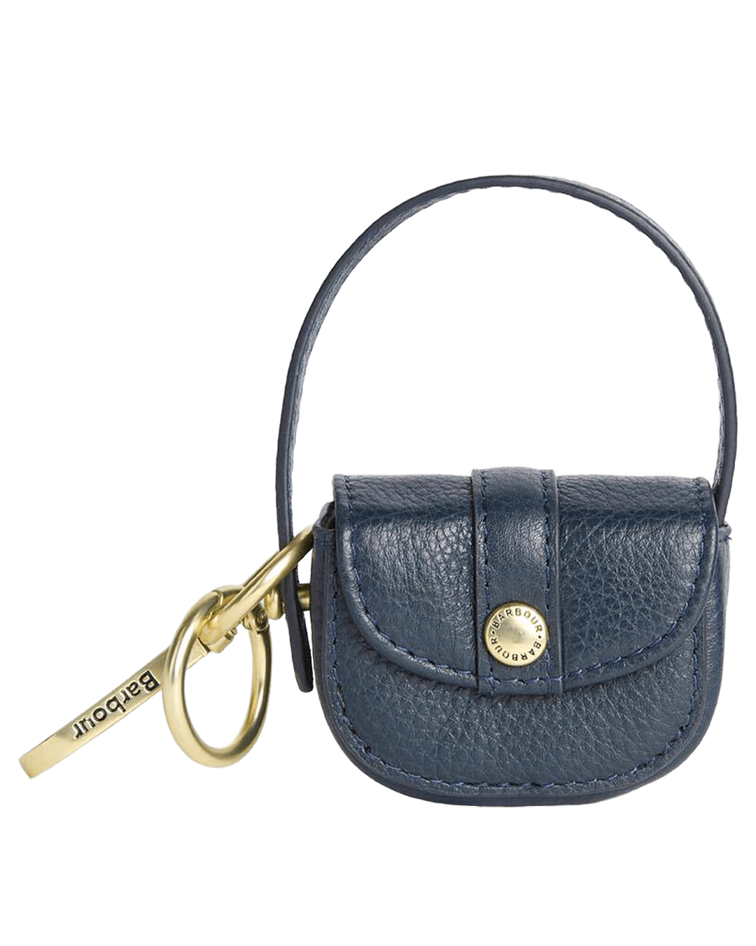 Barbour Keyrings ONE Barbour Navy Leather Mini Elm Bag Charm