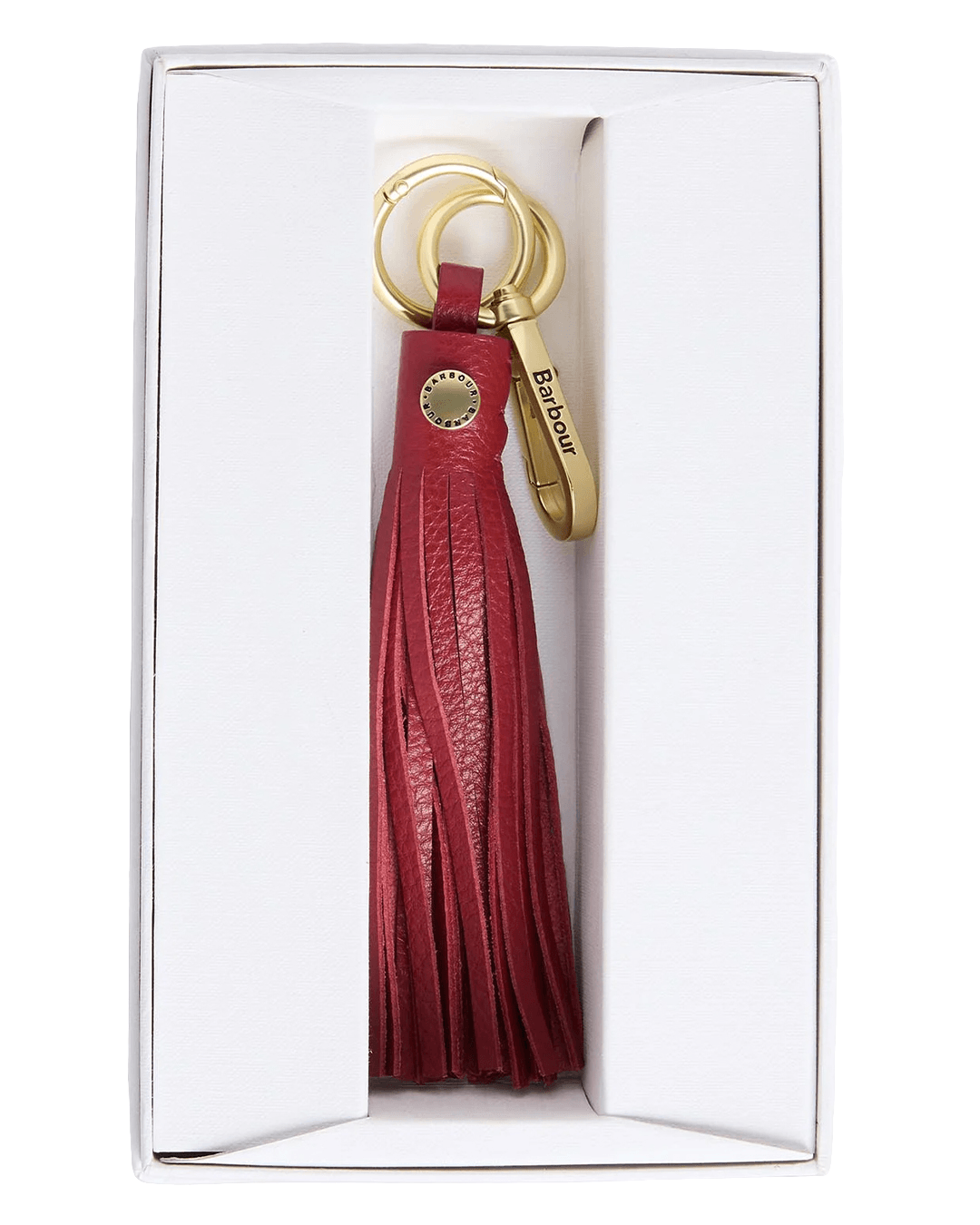 Barbour Keyrings ONE Barbour Red Tassel Leather Bag Charm