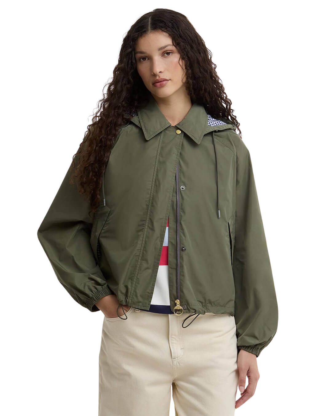 Barbour Outerwear Barbour Navy Ba X Paul Smith Broom Swf Jkt Gn33 Dusky Khaki/Navy/White Gingham
