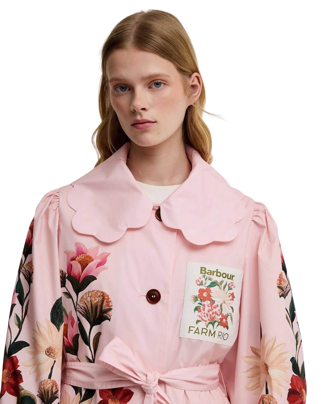 Barbour Outerwear Barbour Pink Ba X Farm Rio Bromelia Trench Wh11 Pink Edens Bloom/Cream Flower
