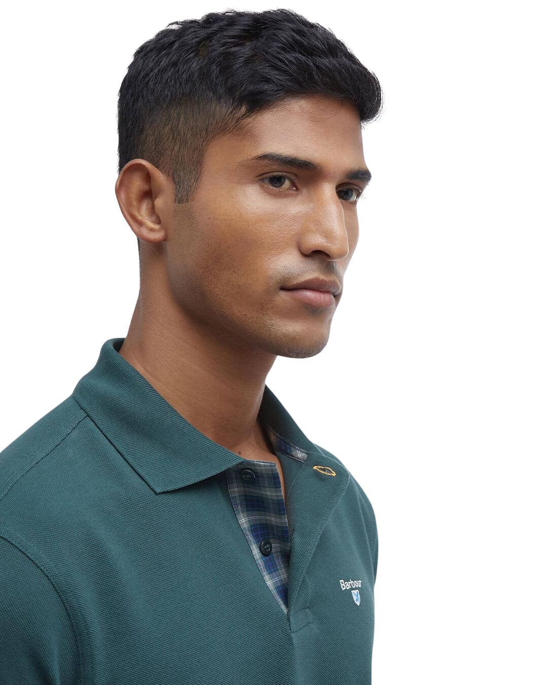 Barbour Polo Shirts Barbour Green Tartan Pique Polo
