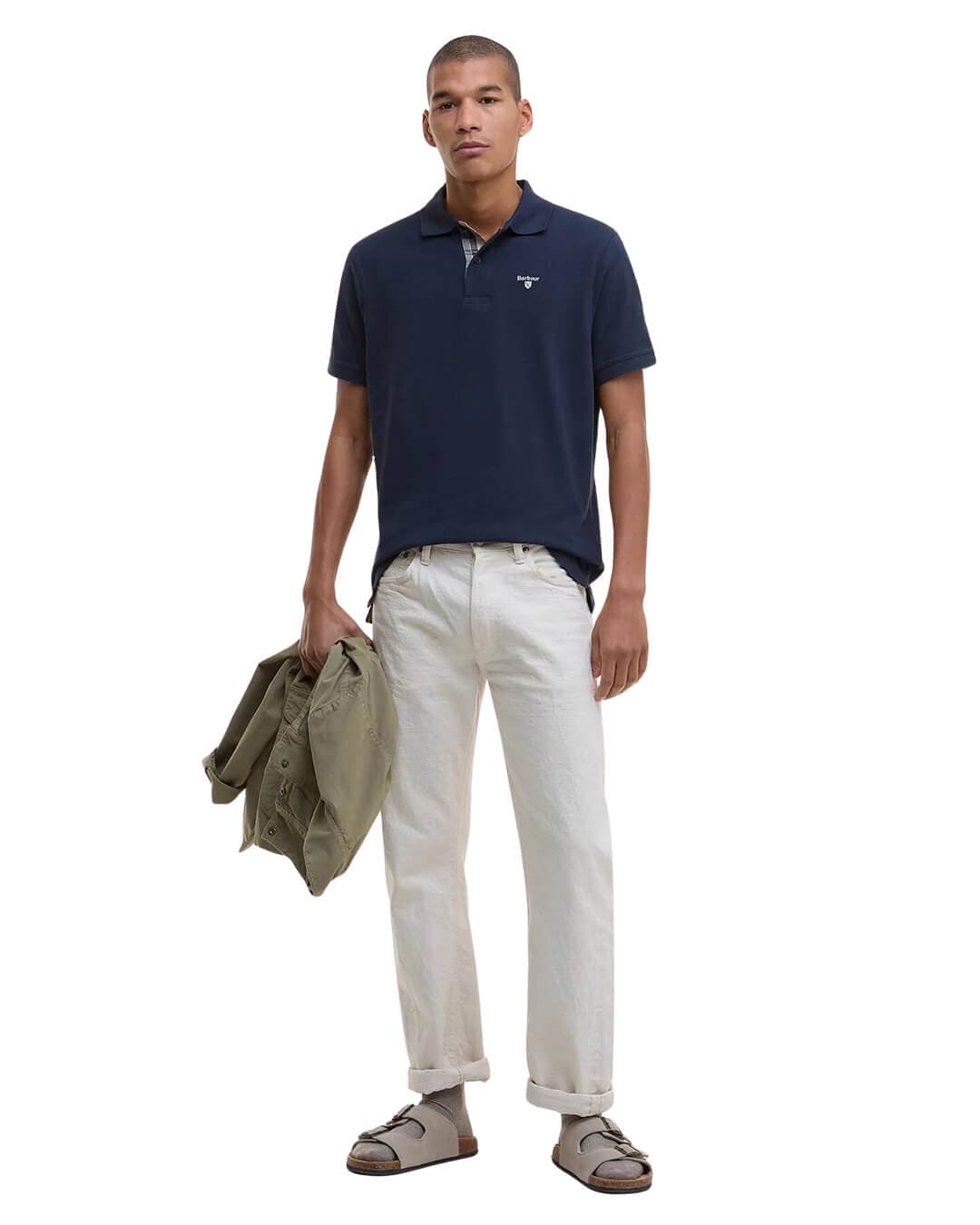 Barbour Polo Shirts Barbour Navy Tartan Pique Polo