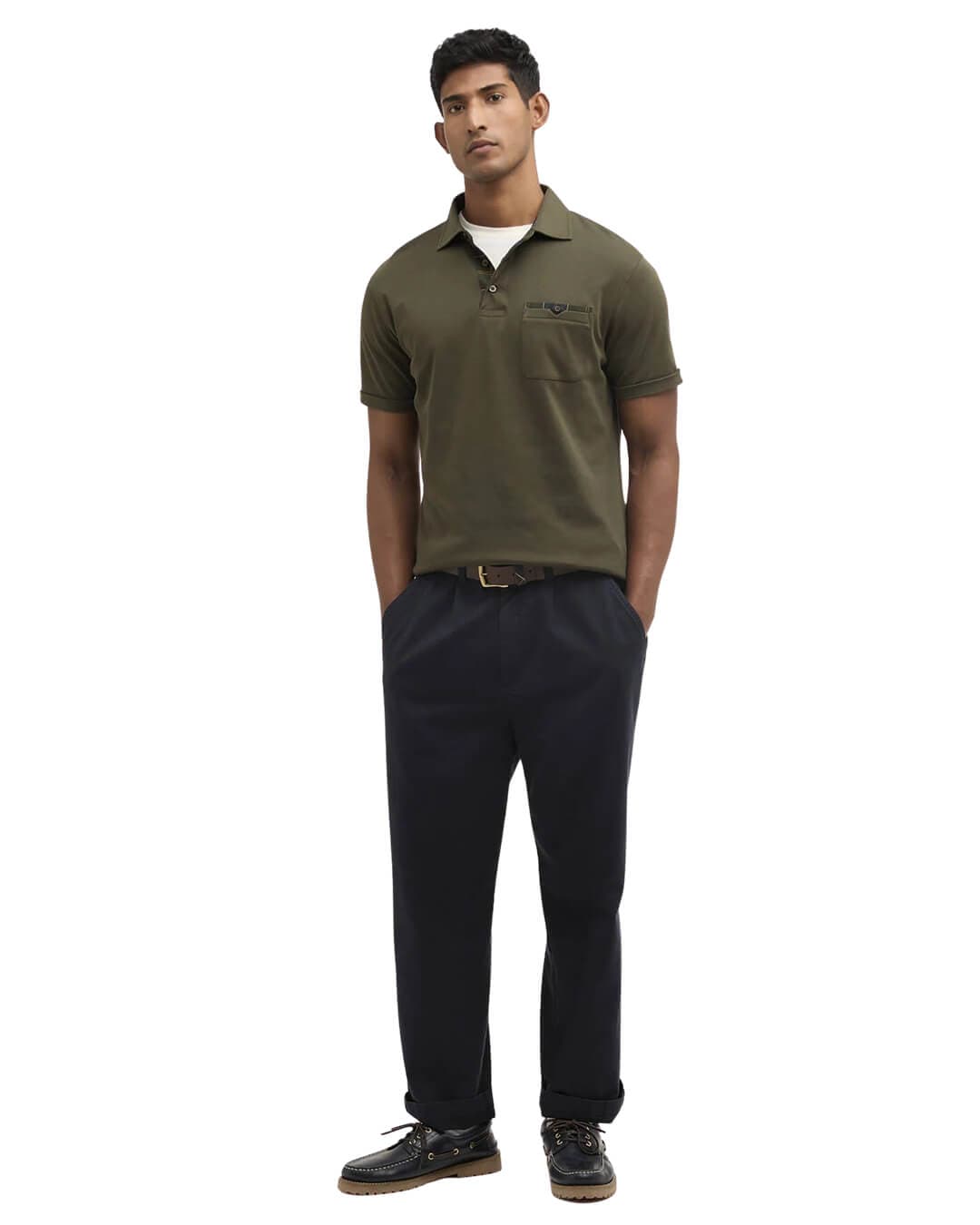 Barbour Polo Shirts Barbour Olive Premium Corpatch Tailored Polo