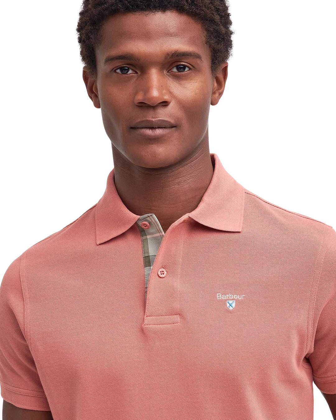 Barbour Polo Shirts Barbour Pink Tartan Pique Polo Pi55 Pink Clay