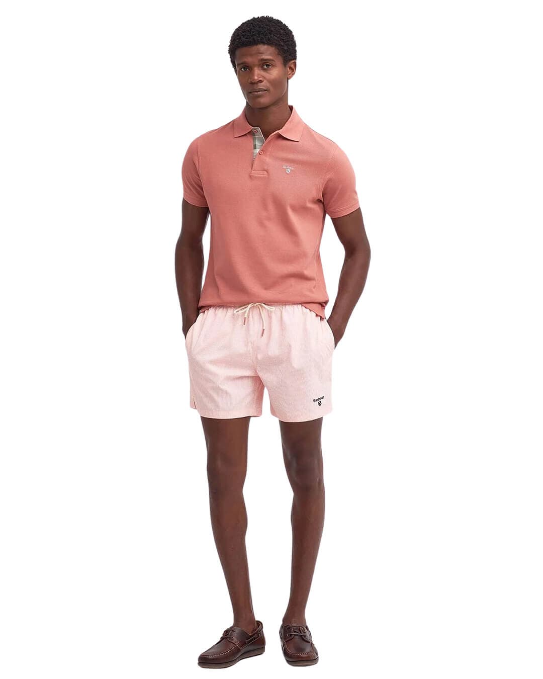 Barbour Polo Shirts Barbour Pink Tartan Pique Polo Pi55 Pink Clay