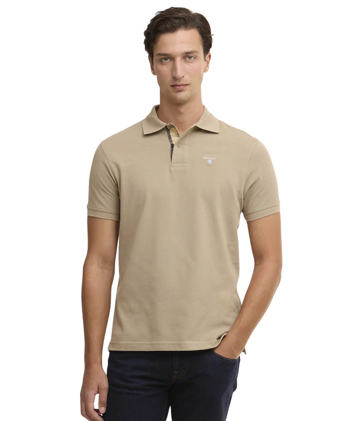 Barbour Polo Shirts Barbour Stone Tartan Pique Polo