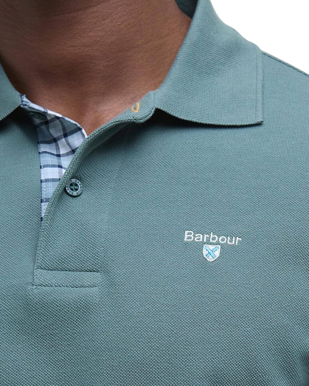 Barbour Polo Shirts Barbour Teal Tartan Pique Polo