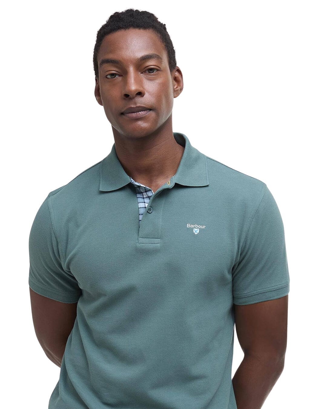 Barbour Polo Shirts Barbour Teal Tartan Pique Polo