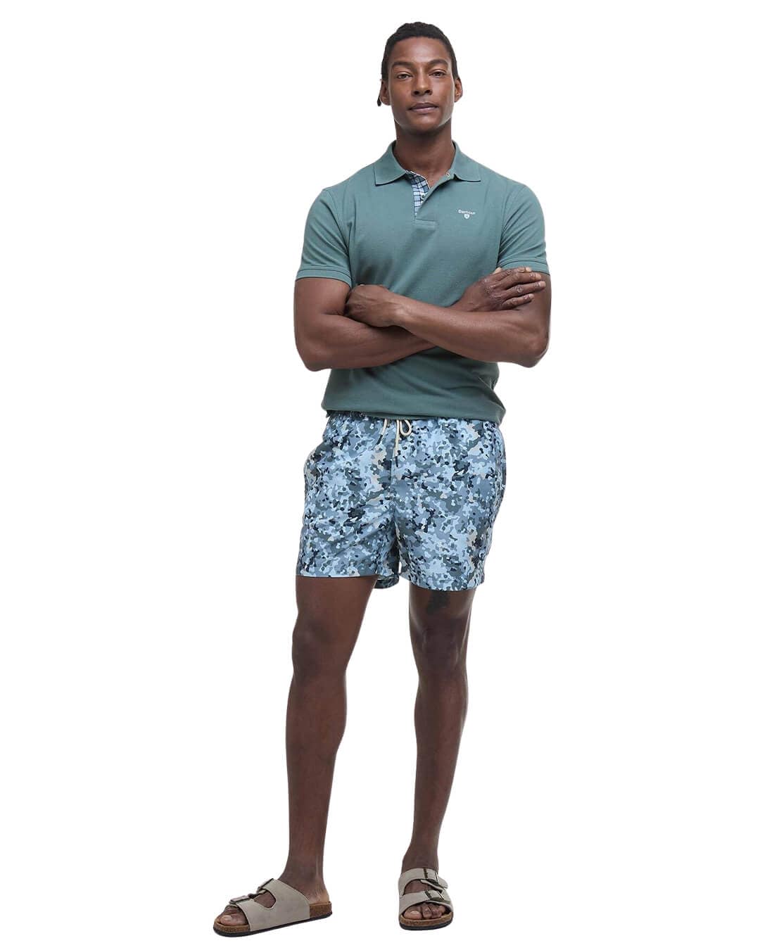 Barbour Polo Shirts Barbour Teal Tartan Pique Polo