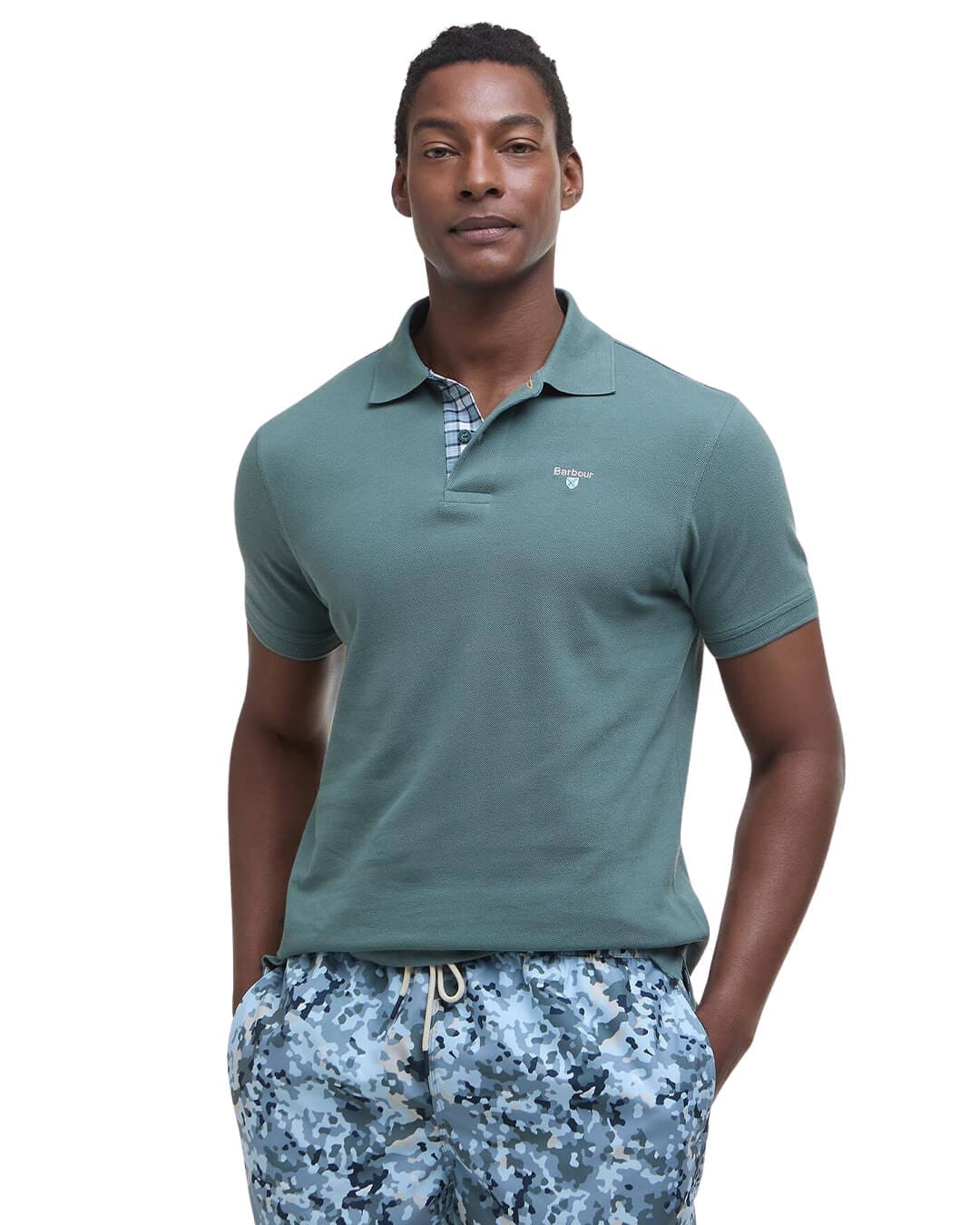 Barbour Polo Shirts Barbour Teal Tartan Pique Polo